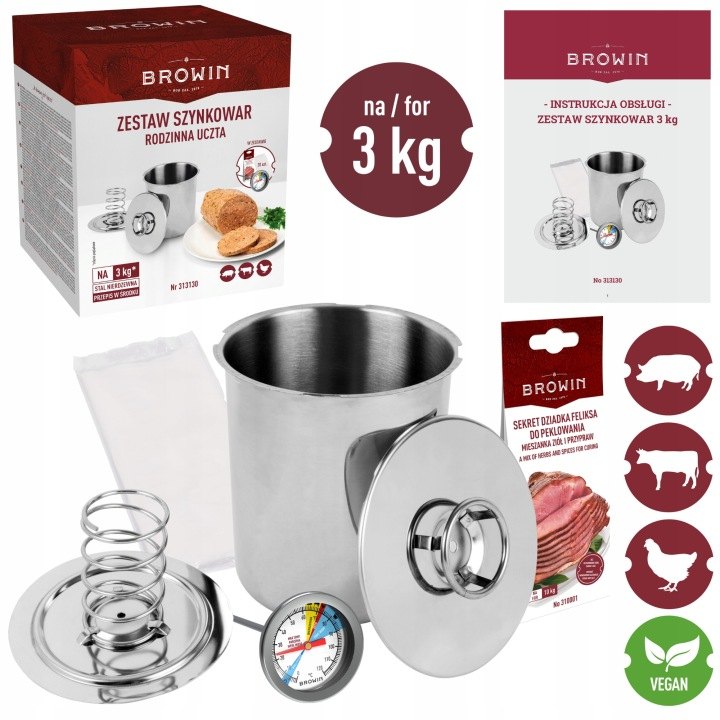 Browin 313130 šunkovar 3 kg s teplomerom a vreckami