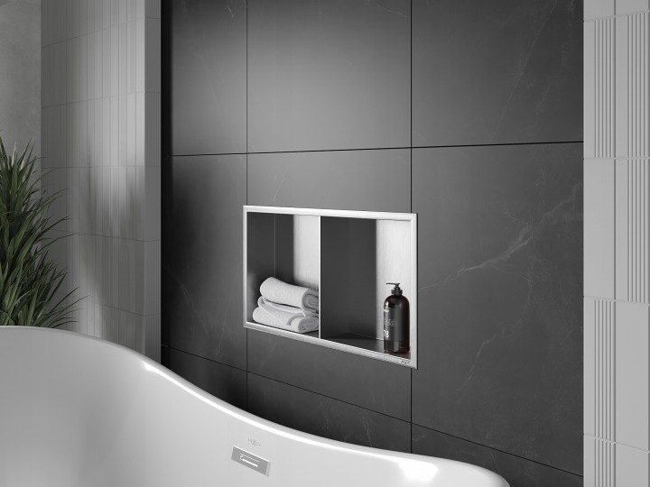 Výklenková polica Mexen X-Wall-R 60 × 30 cm inox