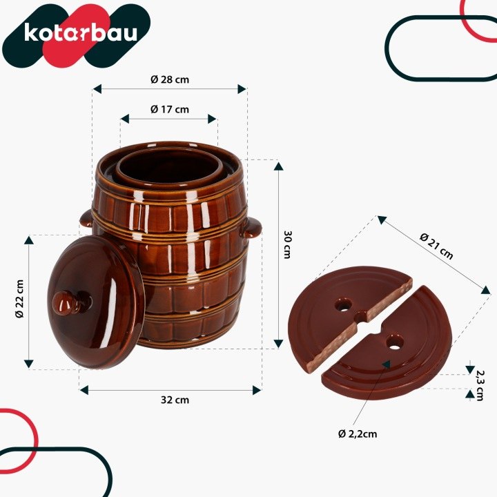 Kotarbau 16 l kameninová nádoba s vekom a prítlačným kameňom