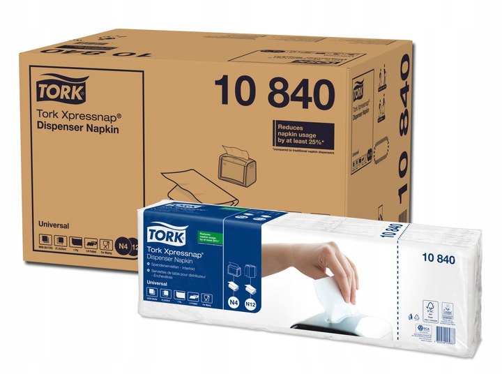 Biele dávkovacie servítky Tork Xpressnap 10840 N4, 9000 kusov