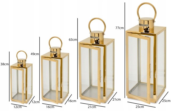 Sada štyroch zlatých lampášov Sevico F43+F87 38–77 cm