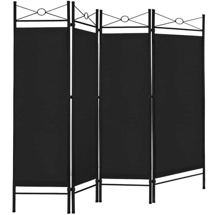 Čierny kovový paraván Wideshop ART-247, 4 diely 180 × 163 cm