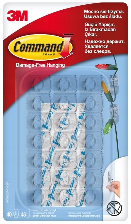 Priehľadné háčiky Command na dekorácie, 120 kusov