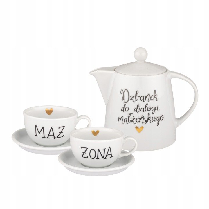 Porcelánová darčeková súprava Nadzwyczajnie s džbánom a 2 šálkami
