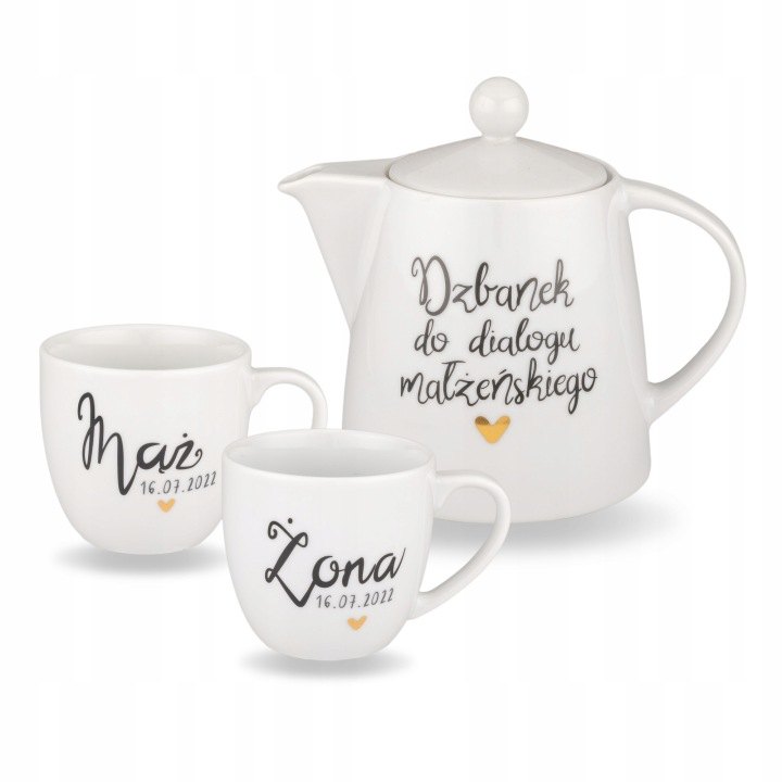 Svadobná porcelánová súprava Nadzwyczajnie s dátumom