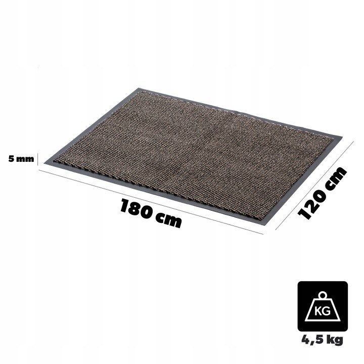 Čierno-hnedá vstupná rohož Kadax 180 × 120 cm, hrúbka 5 mm