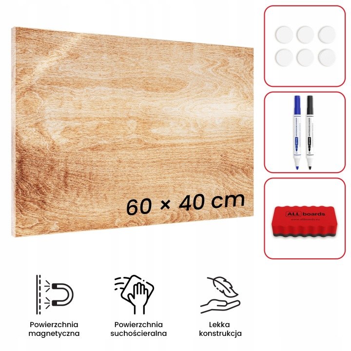 Magnetická tabuľa ALLboards METALboards drevo 60 × 40 cm