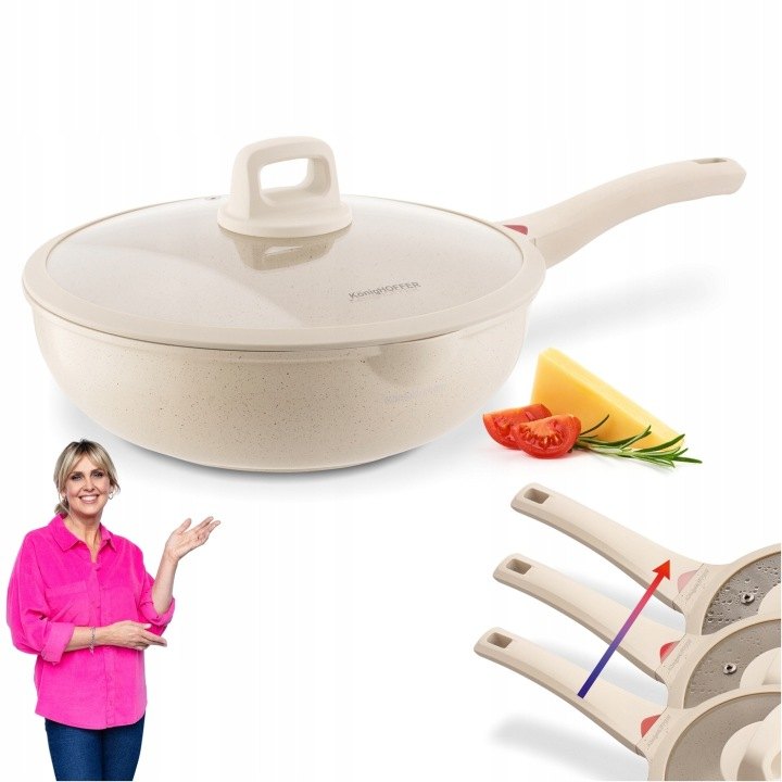 Konighoffer Creamy Marble wok 30 cm s pokrievkou