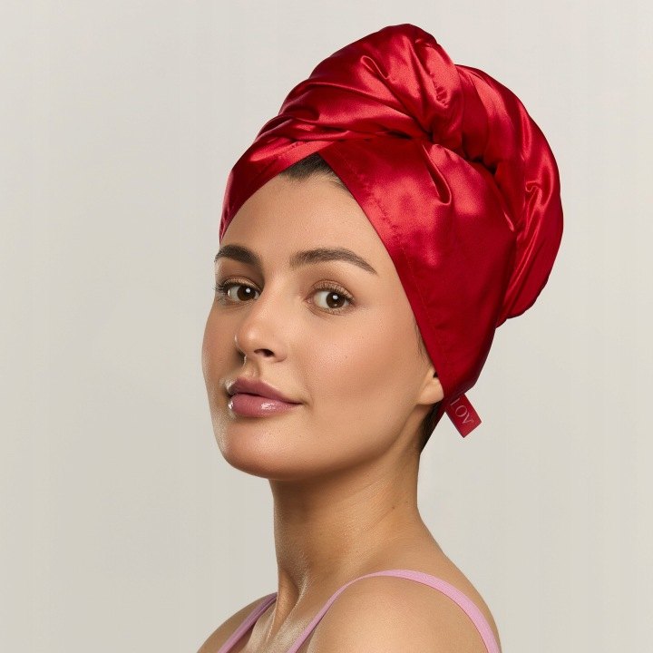 Obojstranný turban na vlasy GLOV v červenej farbe