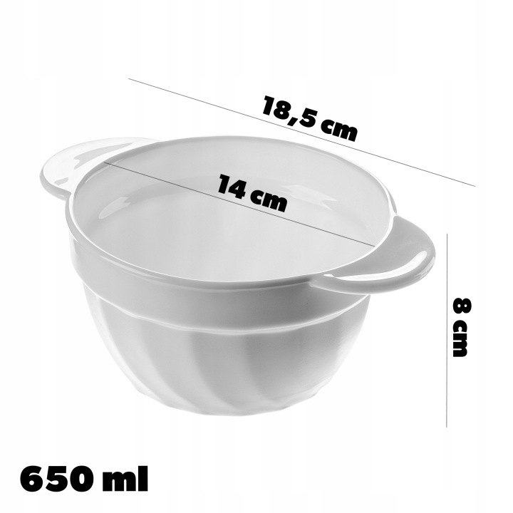 Biele sklenené misky KADAX na polievku 650 ml, 6 ks