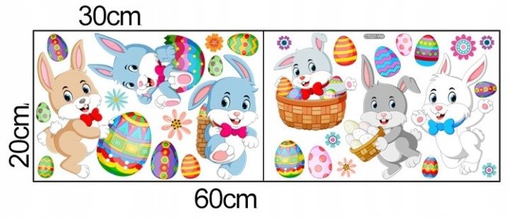 Veľkonočné samolepky na okno WLK-092, 2 hárky 20 × 30 cm