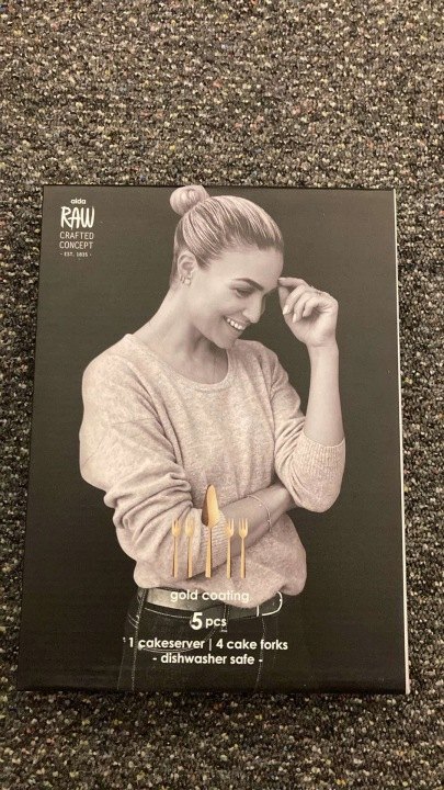 Dezertná súprava Aida Raw Gold, 4 vidličky a lopatka