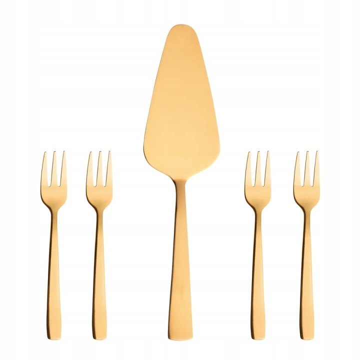 Dezertná súprava Aida Raw Gold, 4 vidličky a lopatka
