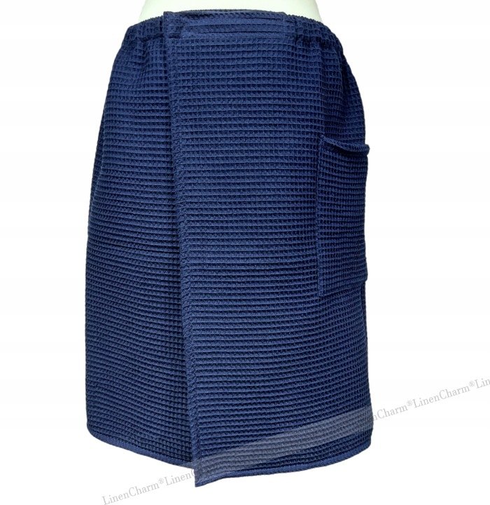 Tmavomodrý pánsky kilt LinenCharm do sauny, veľkosť L