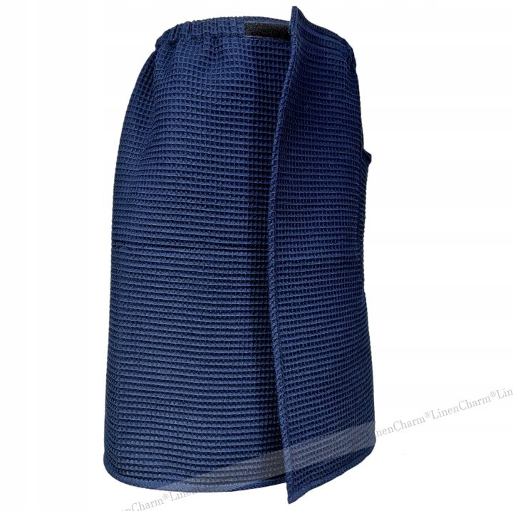 Tmavomodrý pánsky kilt LinenCharm do sauny, veľkosť L
