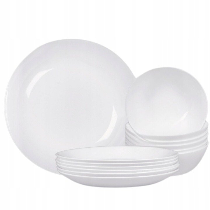 Biely jedálenský servis Prima Deco OPALEX CLASSIC 18 dielov