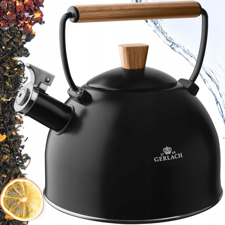 Gerlach NATUR 320C: oceľová kanvica 2,5 l s dubovou rukoväťou