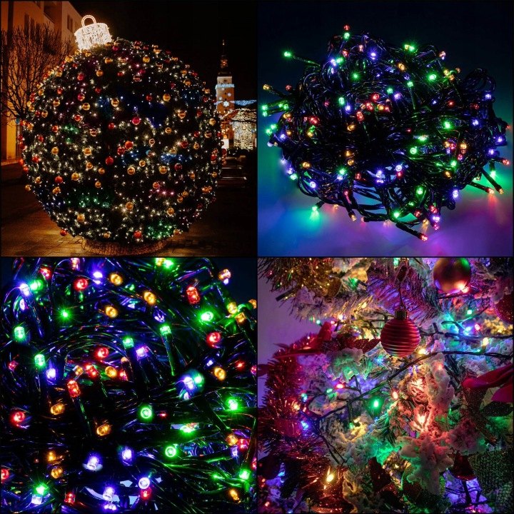 Viacfarebná reťaz Springos CL1009, 1 000 LED s modrým blikaním
