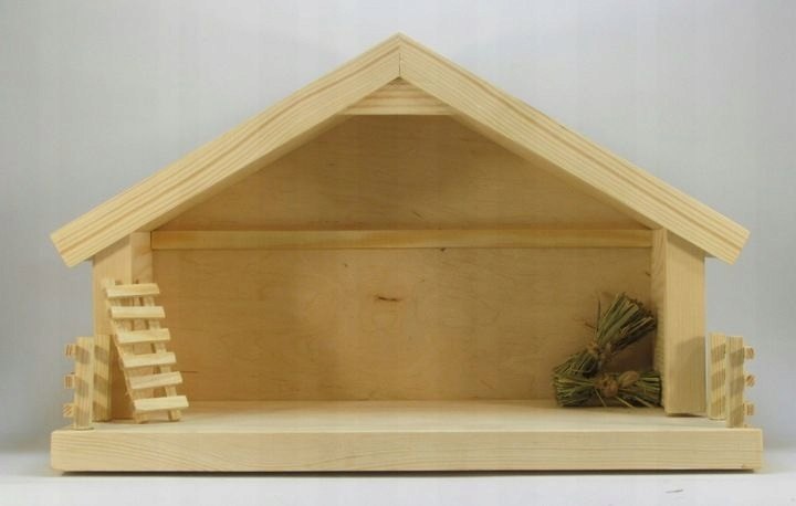 Drevená vianočná maštaľka OLZUNIA s LED, 36 × 18 × 22 cm