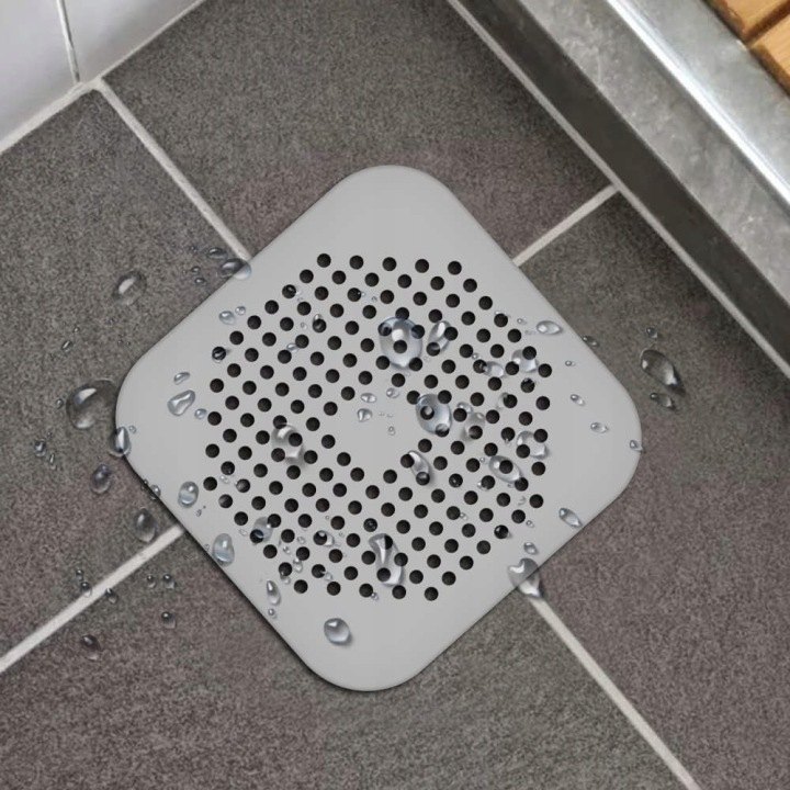 Štyri sivé silikónové sitká Flintronic na odtok
