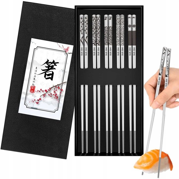 Oceľové paličky na sushi 24 cm, 5 párov