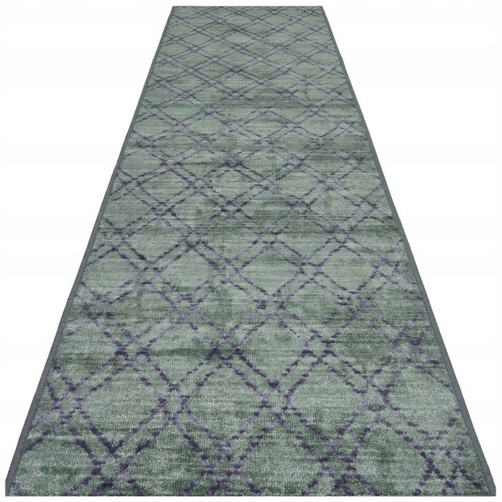 Zelený geometrický behúň e-floor EF0435 80 × 300 cm
