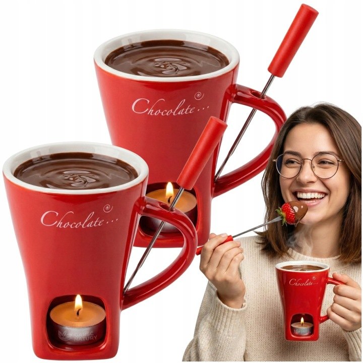 Dva keramické hrnčeky na čokoládové fondue 130 ml