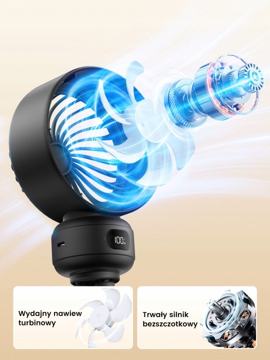 Mini ventilátor Warmco DB1 s ohybným uchytením a batériou 4000 mAh