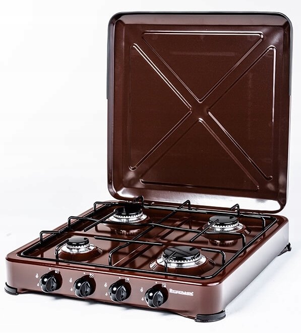 Prenosný štvorhorákový plynový varič Ravanson K-04BR, hnedý
