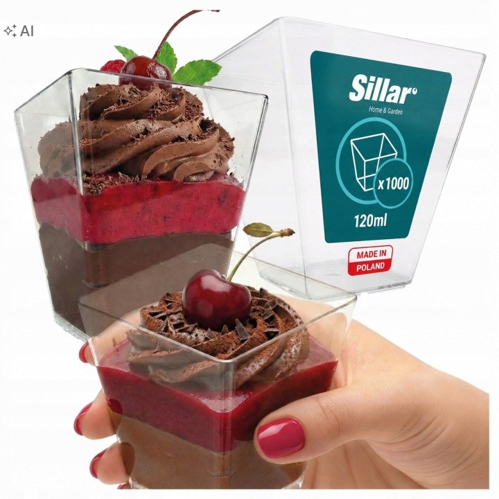 Priehľadné dezertné poháriky Sillar 120 ml, 1000 ks