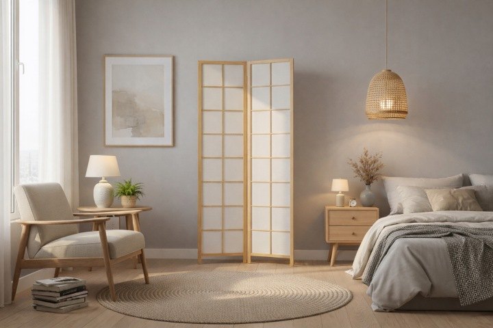 Biely paraván RIIMARE Scandi Chic J000, 2 diely 80 × 172 cm