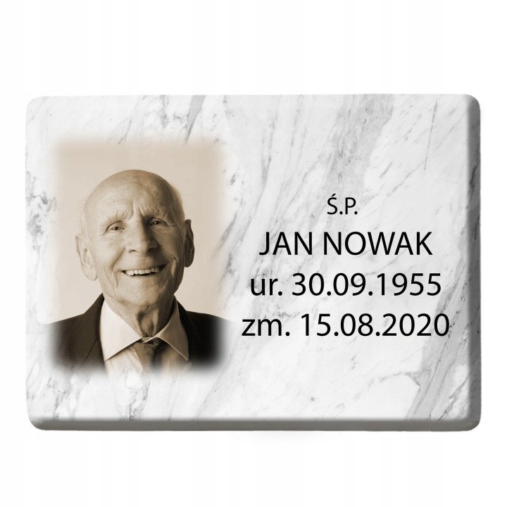 Porcelánová náhrobná tabuľka s fotografiou 13 × 18 cm
