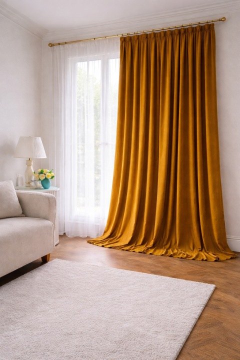 Zamatový záves Velvet 155 cm zlatý na mieru