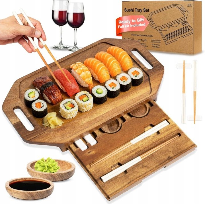 Súprava na prípravu sushi YH-27PS s drevenou táckou