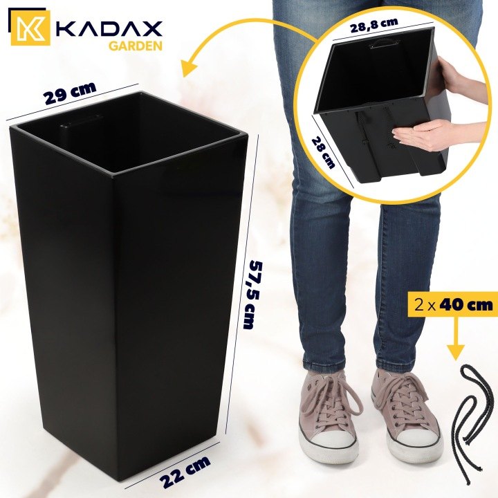 Vysoká čierna plastová nádoba Kadax K8048 57,5 cm