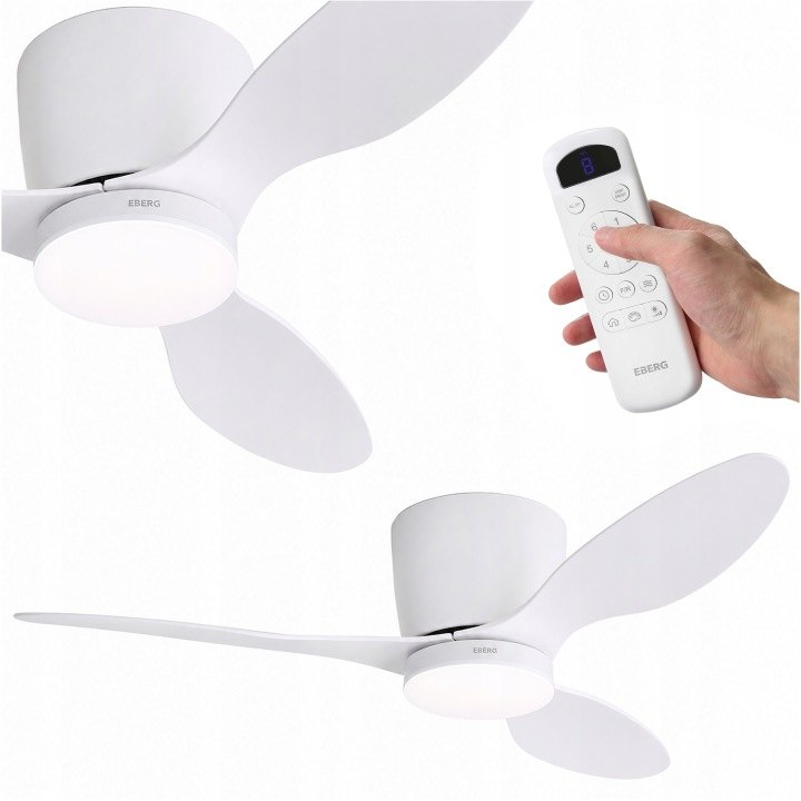 EBERG ARX biely stropný ventilátor s LED svetlom, 106 cm