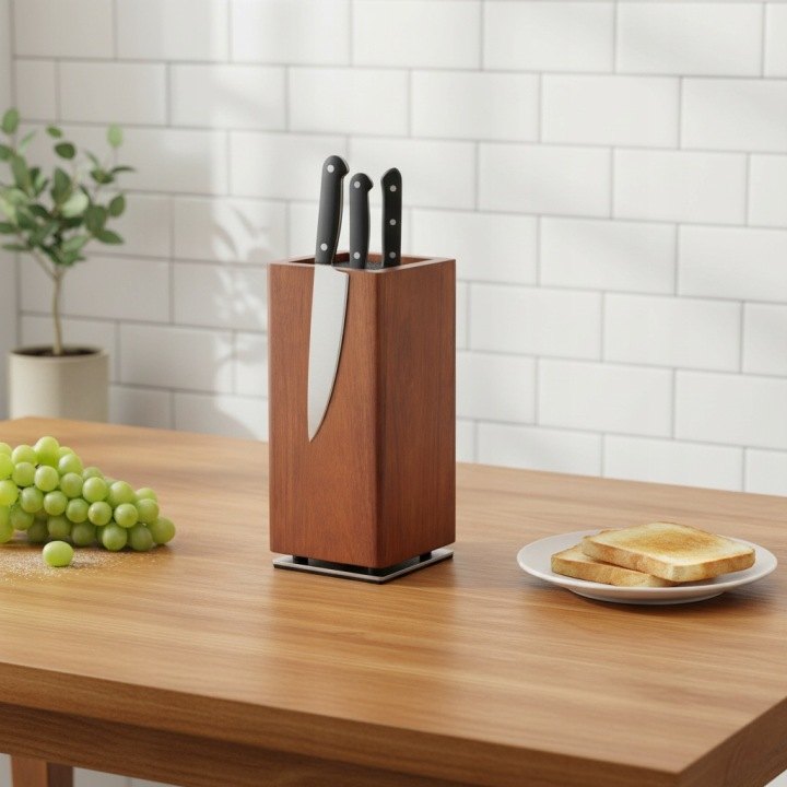 Otočný magnetický blok na nože z akáciového dreva 24,6 cm
