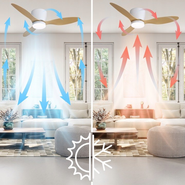 EBERG ARX stropný ventilátor s LED svetlom, 106 cm, prírodné drevo