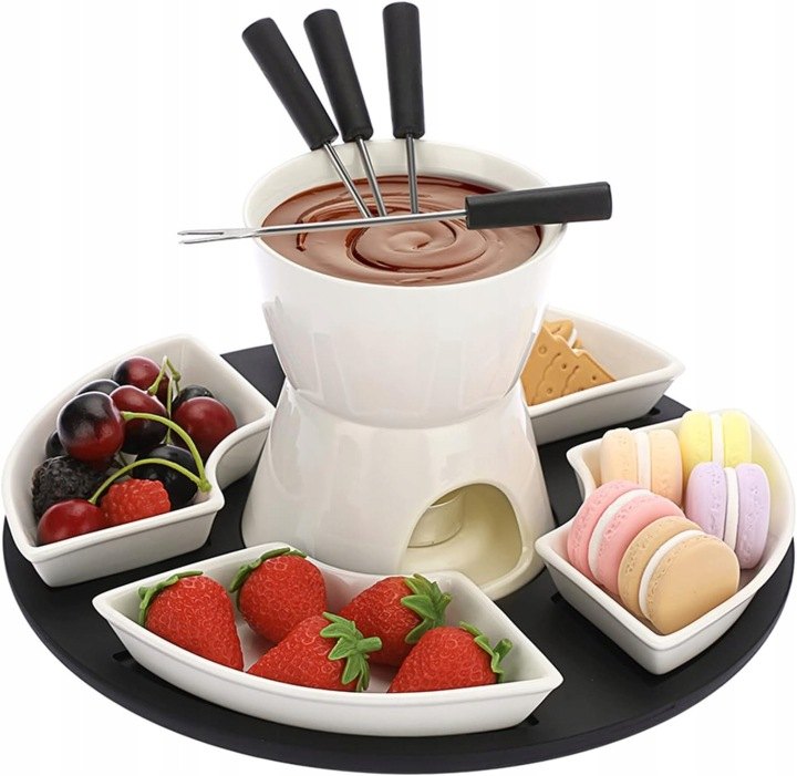 Keramická súprava na fondue s ohrevom na sviečku