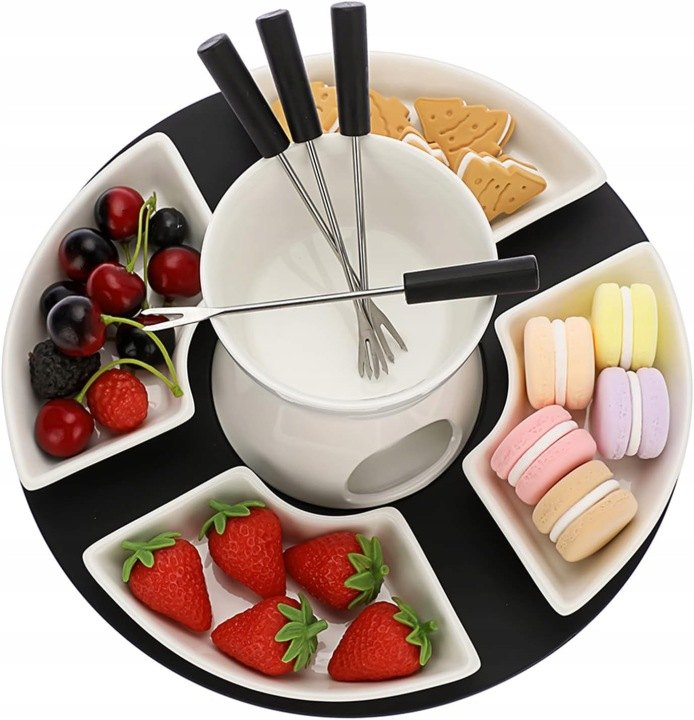 Keramická súprava na fondue s ohrevom na sviečku