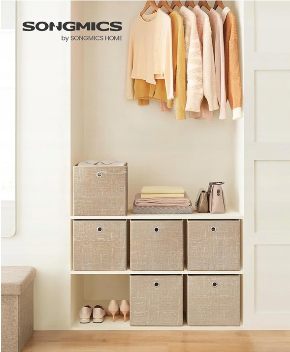 SONGMICS RFB006K03, sada 6 skladacích boxov 30 × 30 × 30 cm