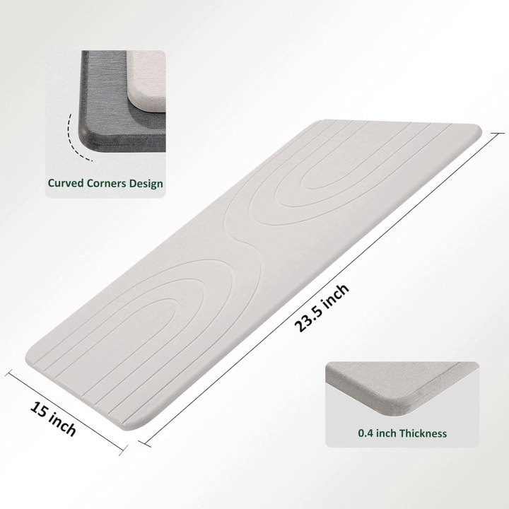 Biela diatomitová kúpeľňová podložka Feilifan HK-BATHMAT 60 × 38 cm