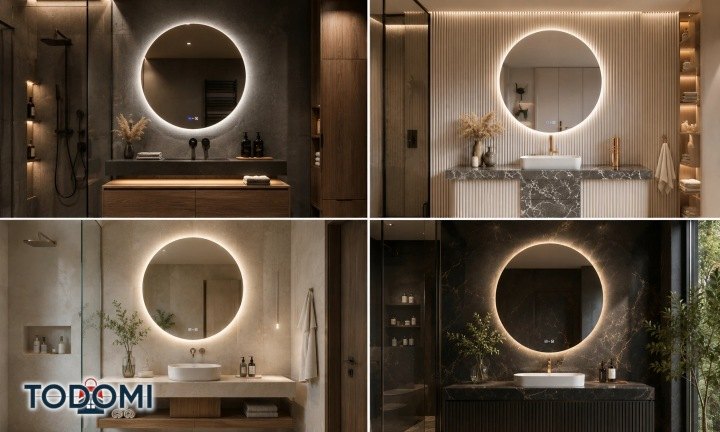 Okrúhle LED zrkadlo TODOMI 80 cm s vyhrievaním