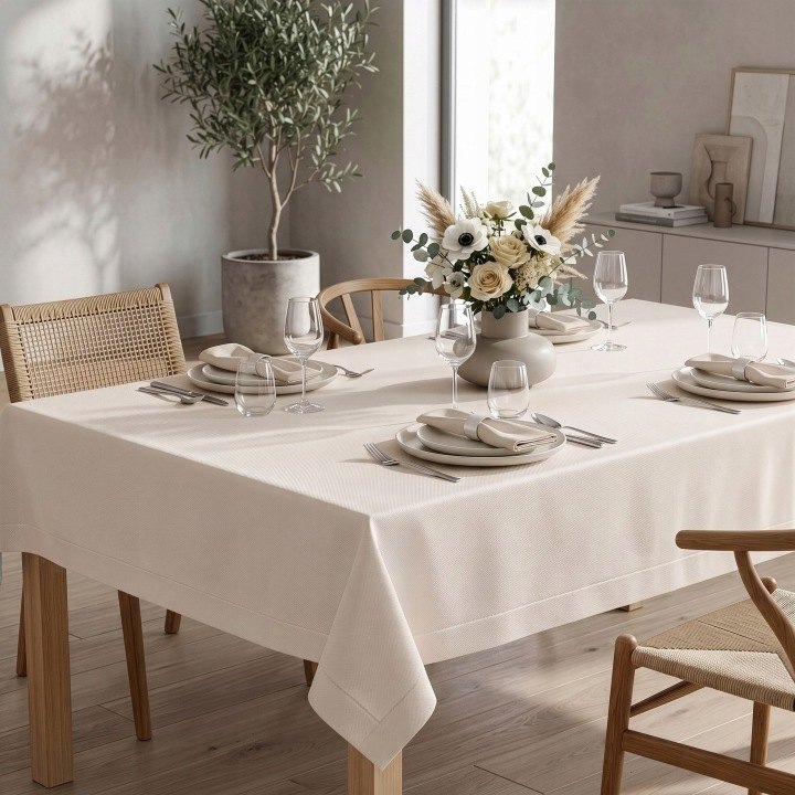 Krémový obrus Elegant 140 × 340 cm s úpravou proti škvrnám