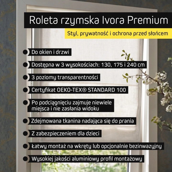 Rímska roleta Victoria-M Ivora 80 × 175 cm, slonovinová