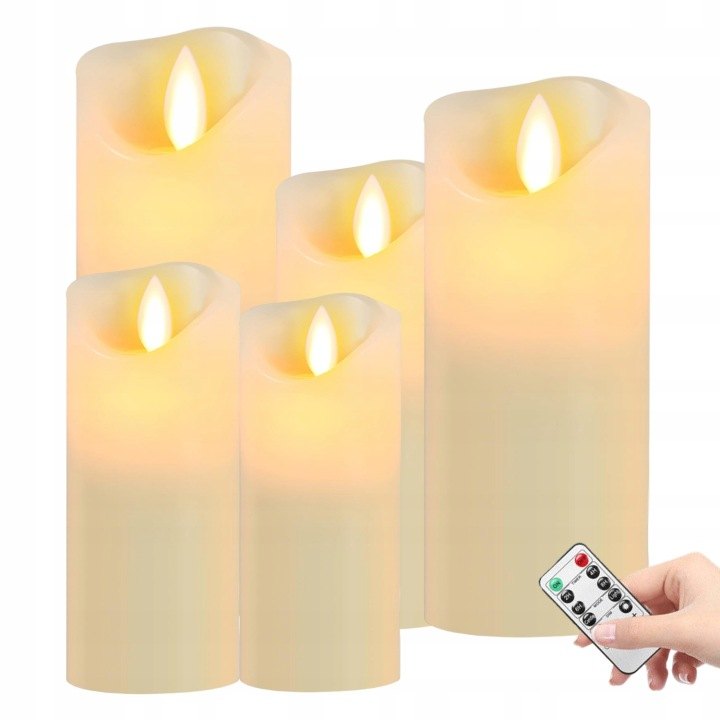 Súprava 5 LED sviečok s diaľkovým ovládaním a časovačom