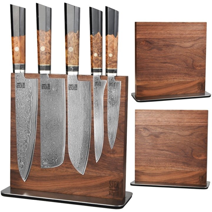 Magnetický stojan na nože T-Bone z orecha 24,5 × 22,8 cm