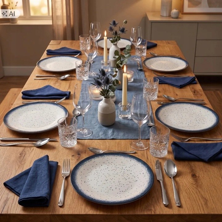 Porcelánové jedálenské taniere Altom Design Hello Blue 26,5 cm, 6 ks