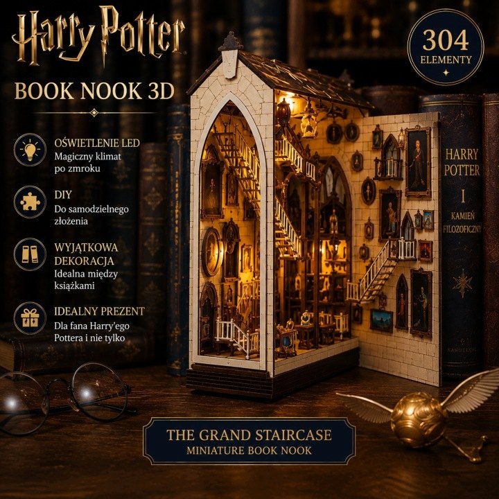 Harry Potter The Grand Staircase DIY book nook s LED, 304 dielov