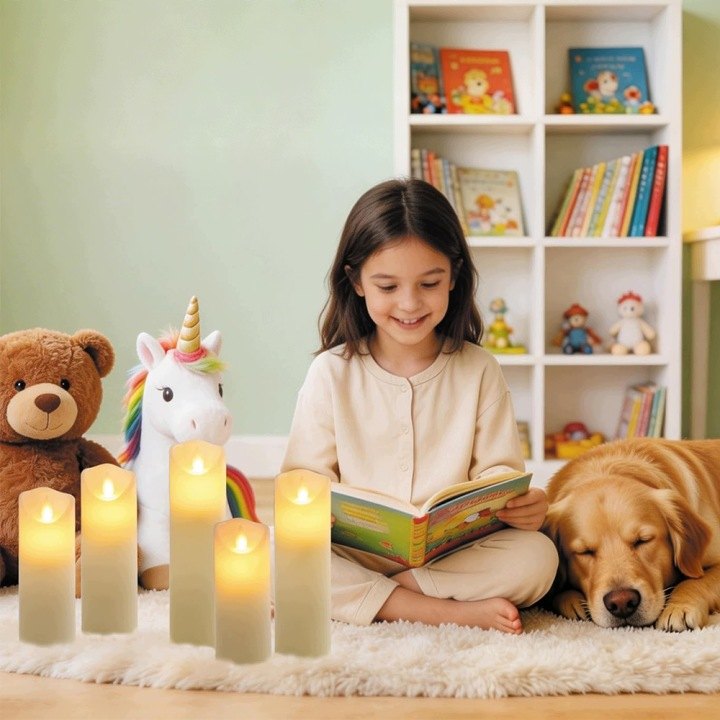 Súprava 5 LED sviečok s efektom plameňa a ovládačom